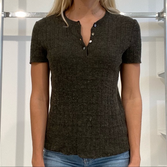 Authentic Chanel Grey Button Down Knit Top - Picture 1 of 9